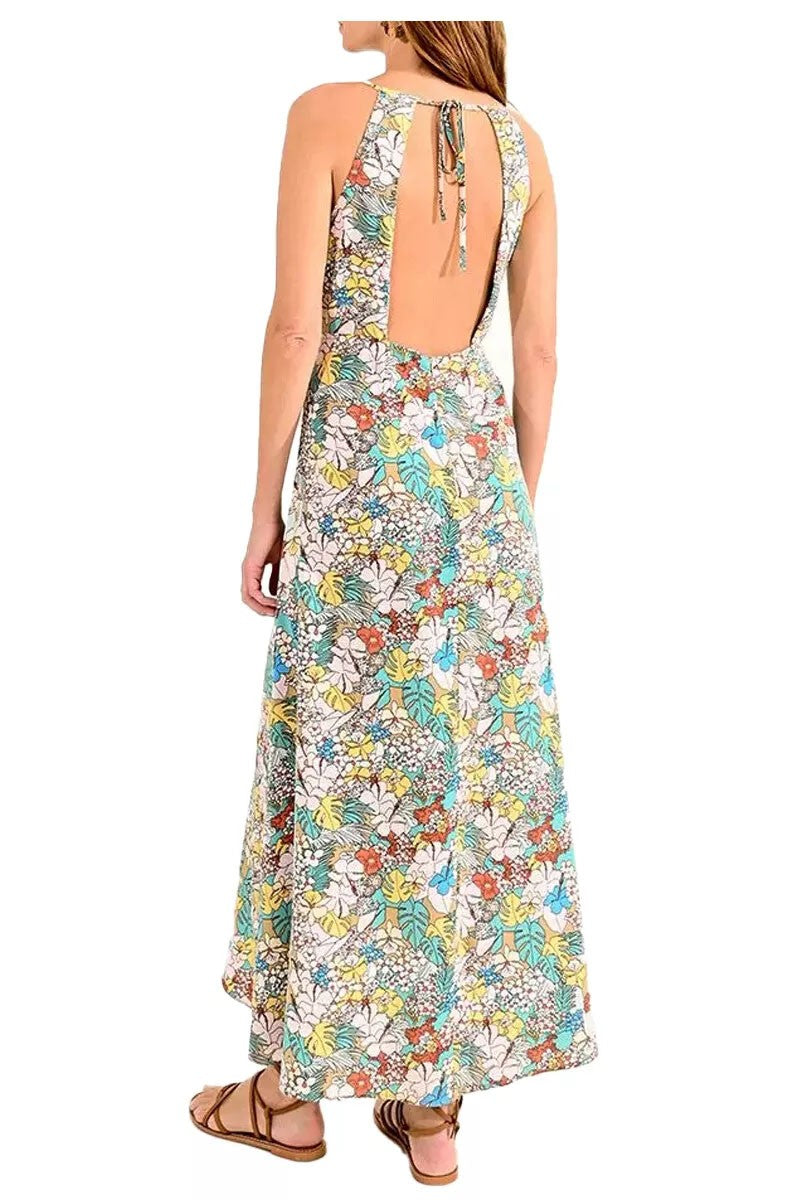 MOLLY BRACKEN abito donna con spalline fantasia floreale acqua/giallo LA1309CE