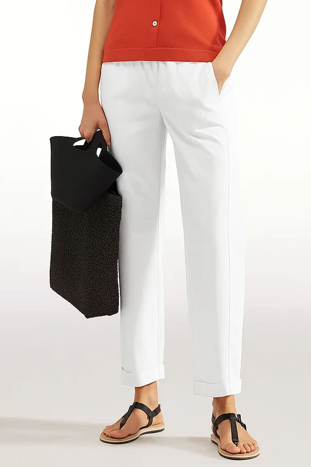 LIVIANA CONTI pantalone cotone leggero cropped L5SK86 CLAUDE MADE IN ITALY