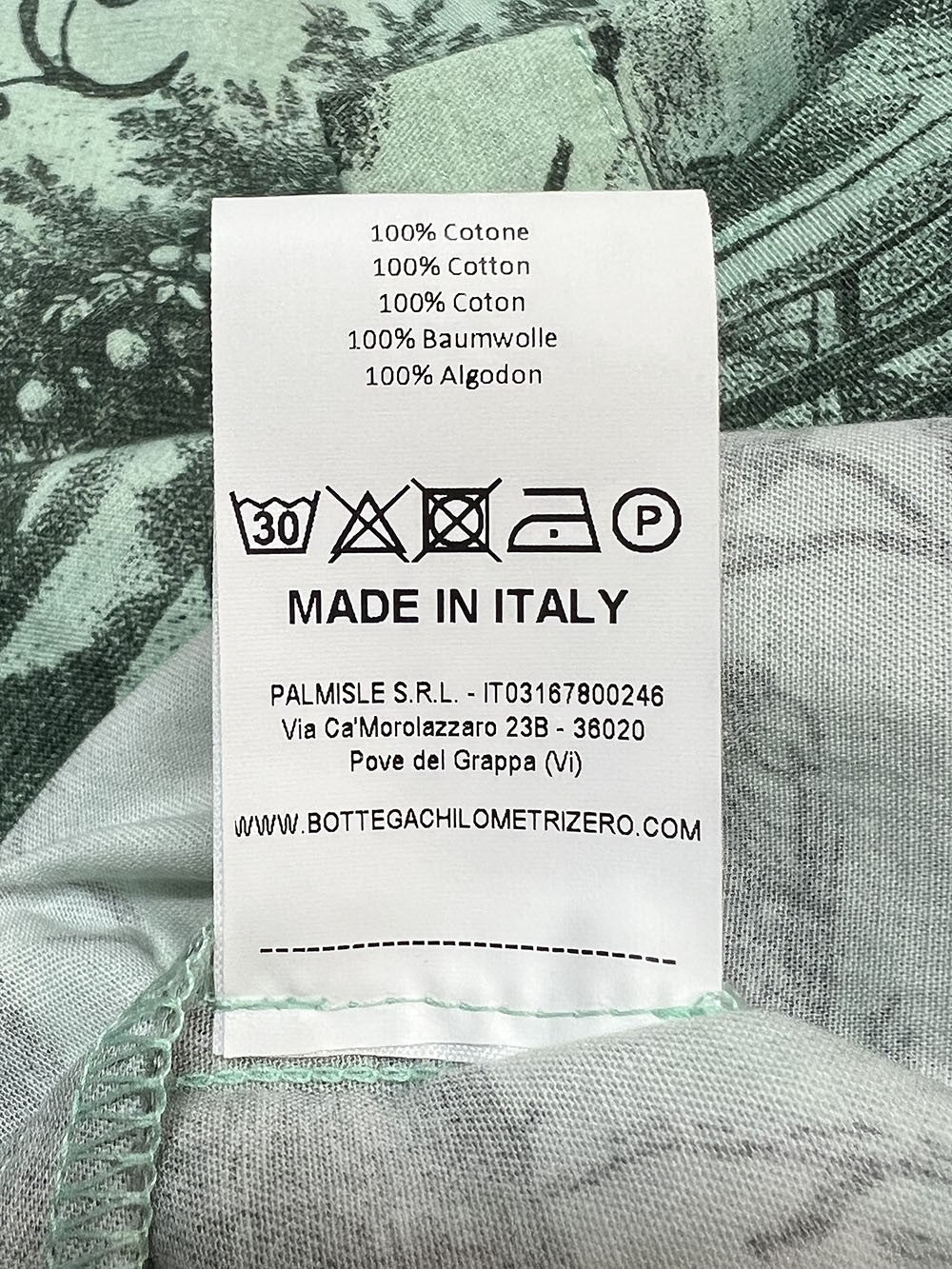 4.10 by BottegaChilometriZero Camicia Verde Fantasia Vittoriana DD25224 Made in Italy