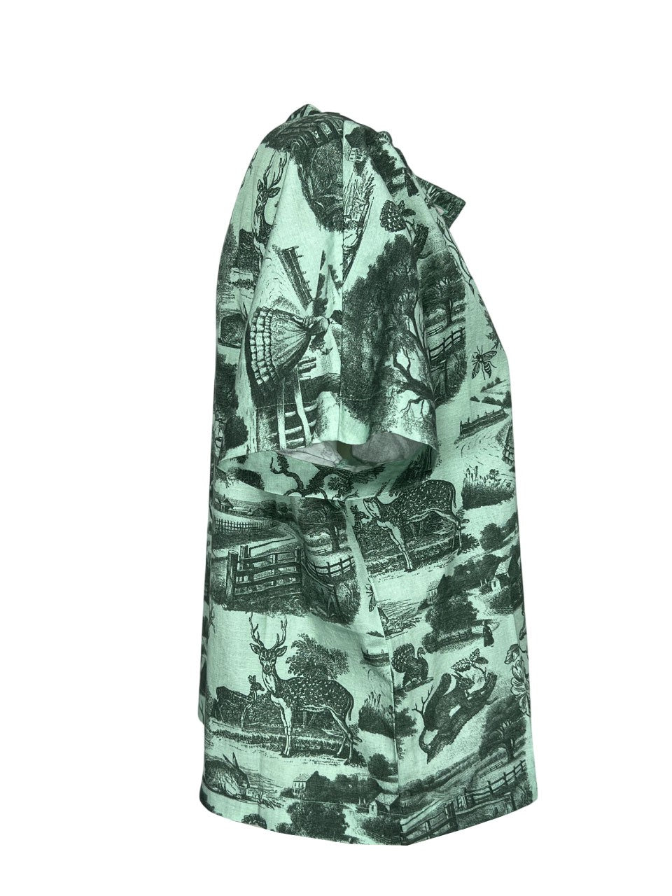 4.10 by BottegaChilometriZero Camicia Verde Fantasia Vittoriana DD25224 Made in Italy