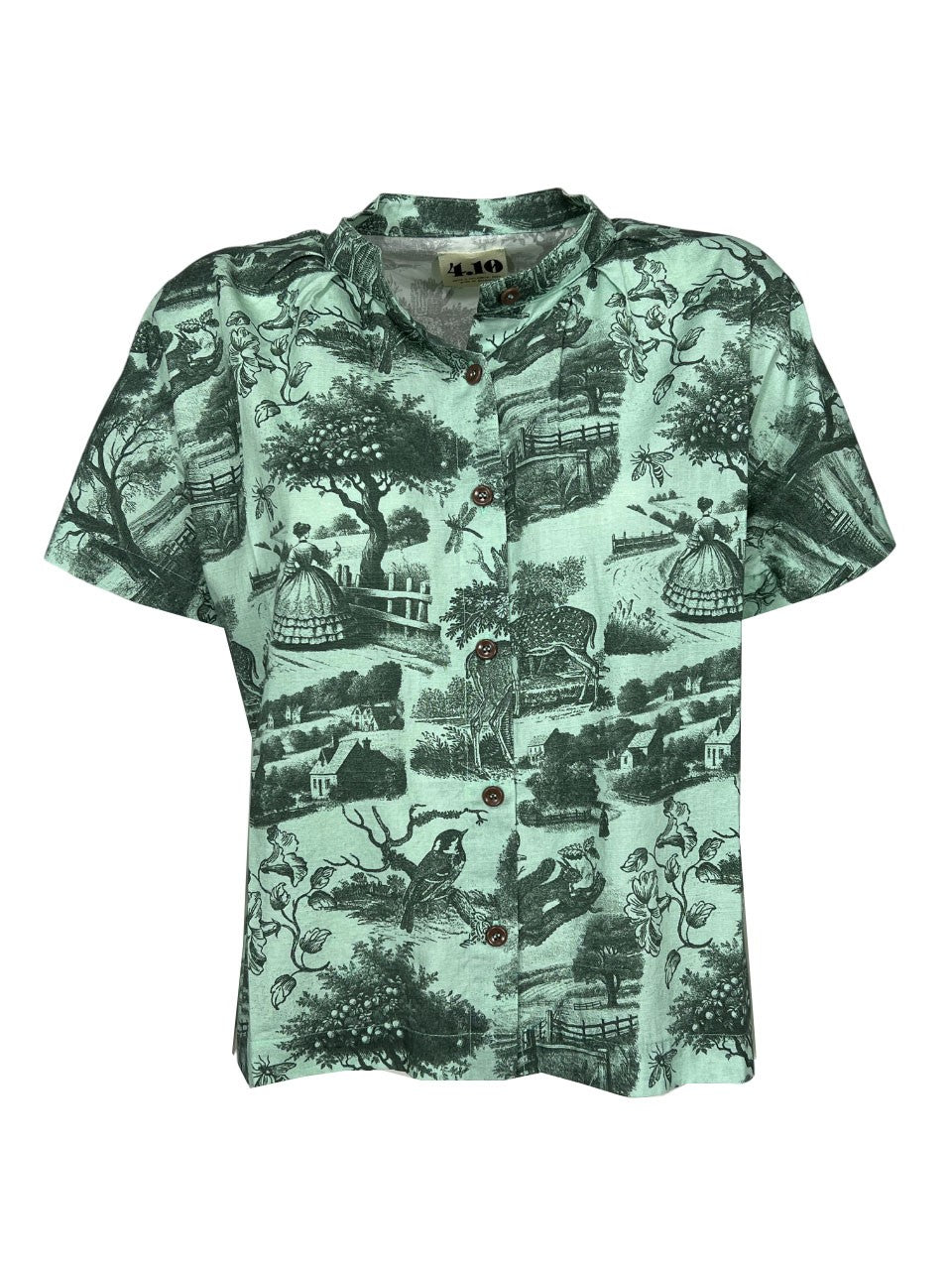 4.10 by BottegaChilometriZero Camicia Verde Fantasia Vittoriana DD25224 Made in Italy