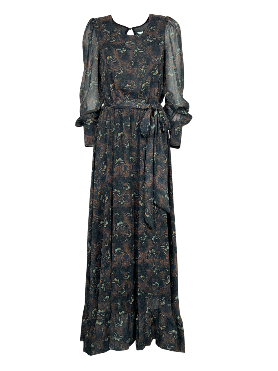 IL THE DELLE 5 Abito Donna Lungo RITHA BUTTERFLY Grigio Marrone Acqua – Made in Italy