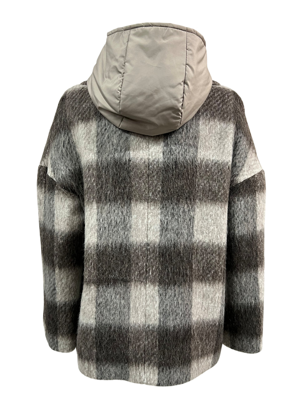 NORMEET Giaccone Doppiopetto Quadri Marrone/Tortora/Panna 403+G DAMA – Made in Italy