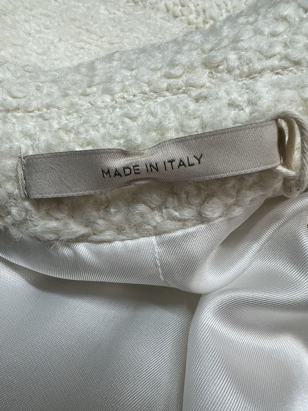 NORMEET Cappotto lana Bouclé Panna 407 LAHORE – Doppiopetto – Made in Italy