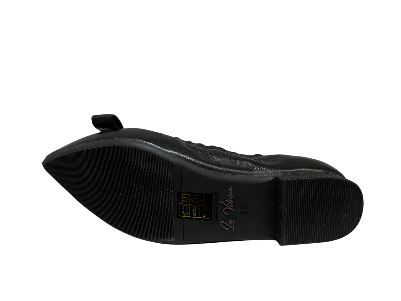 LA VITRINA Ballerina Donna Nappa Nera a Punta con Accessorio ed Elastico LAVI – Soletta Imbottita