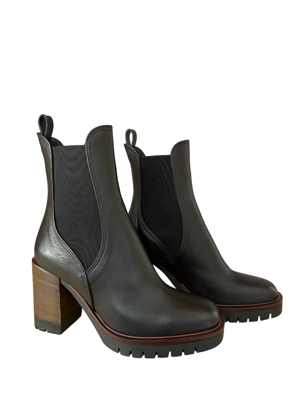 LORENZO MARI Stivale Basso Donna Pelle Marrone Elastico Laterale Tacco 8cm ALICE