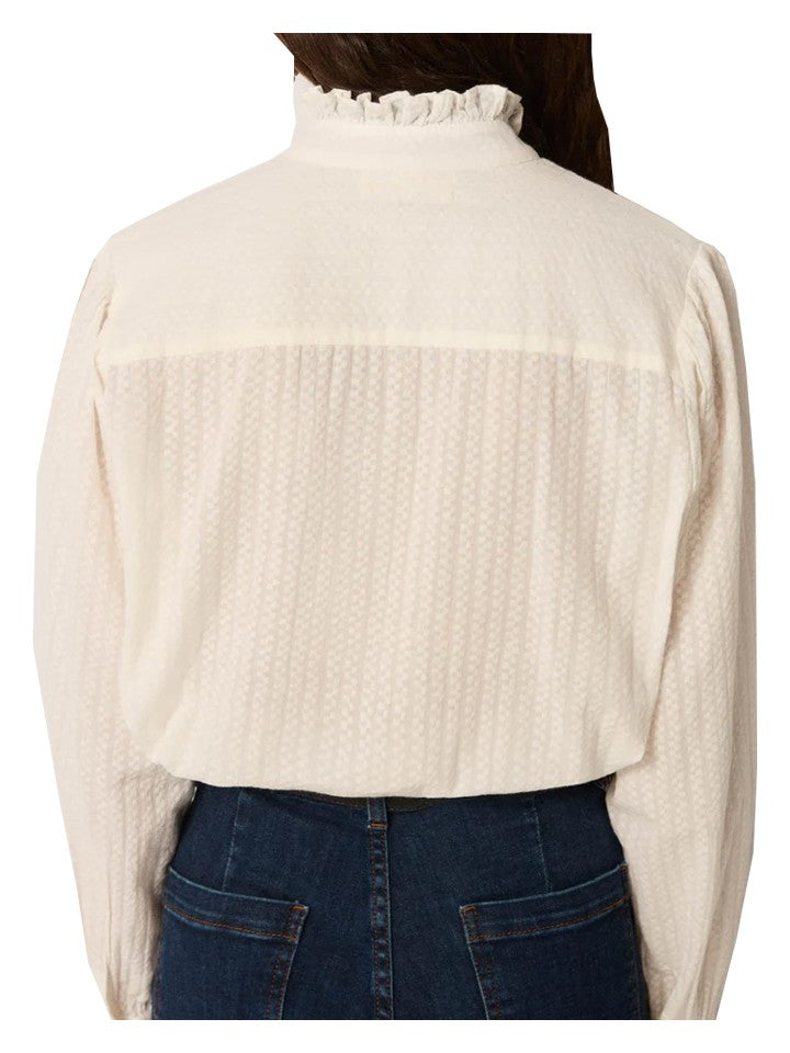 MAISON HOTEL Camicia Donna Ecru Cotone Sangallo Manica Lunga BELLA CARELLES