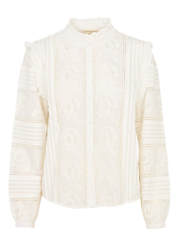 MAISON HOTEL Camicia Donna Pizzo Avorio Cotone Manica Lunga DELPHINE HAMLET