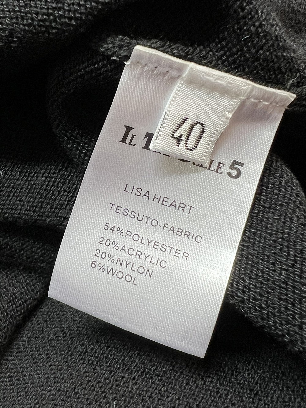 IL THE DELLE 5 Maglia Donna Girocollo Nera Ricamo Cuore Perline LISA HEART