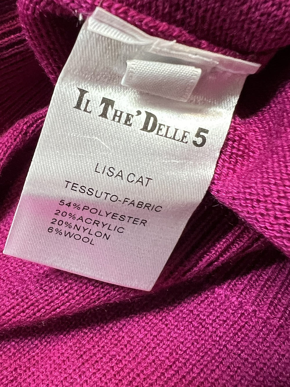 IL THE DELLE 5 Maglia Donna Girocollo Fuxia Paillettes Ricamo Gatto LISA CAT