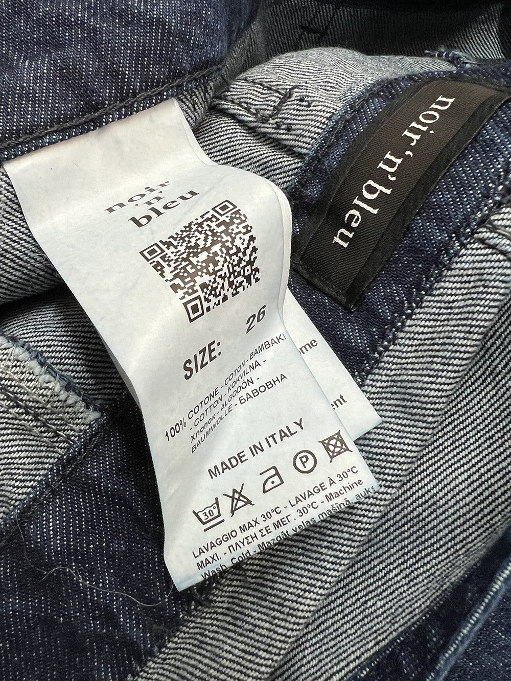 NOIR ’N' BLEU Salopette Donna Denim Stone Washed Gamba Larga ALBA Made in Italy