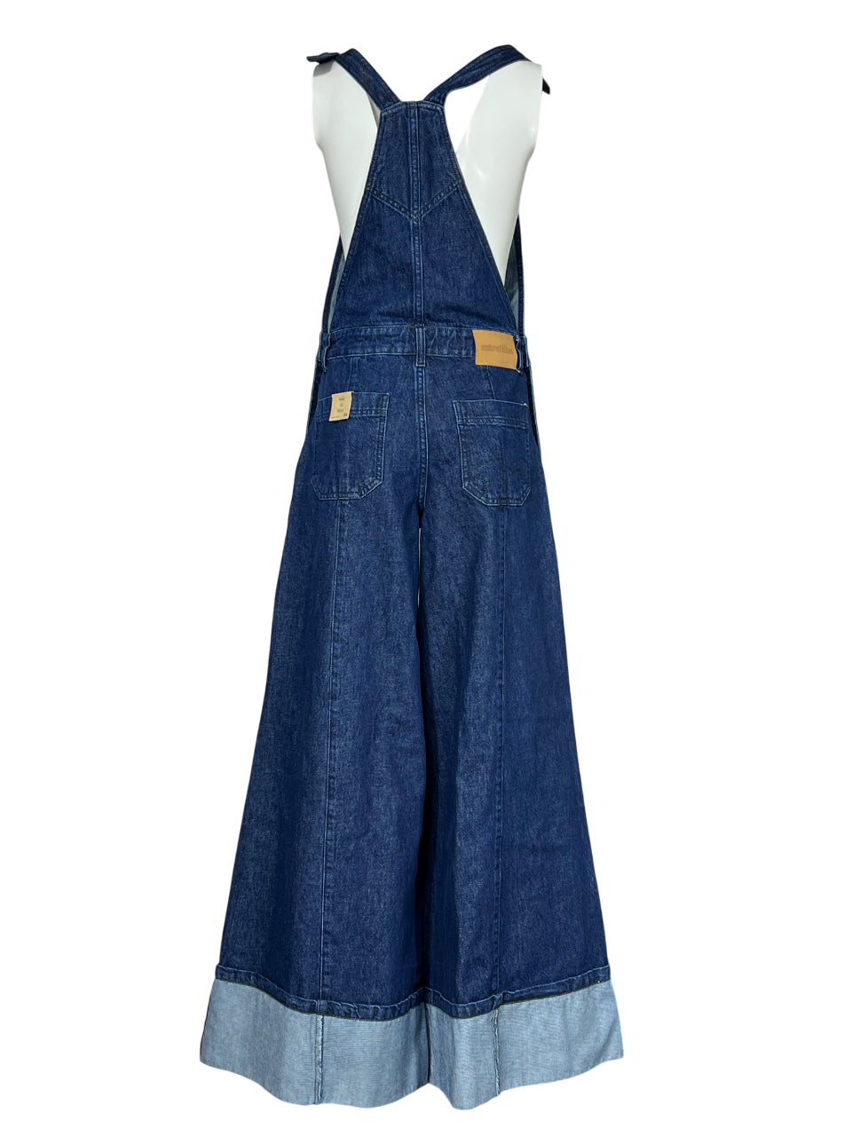 NOIR ’N' BLEU Salopette Donna Denim Stone Washed Gamba Larga ALBA Made in Italy