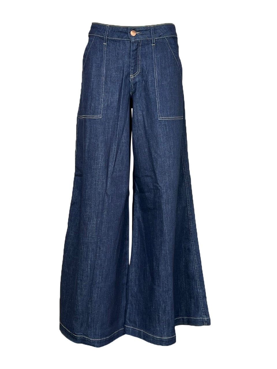 NOIR 'N' BLEU Jeans Donna Pantagonna Denim Scuro Vita Alta FABIEN 43 Made in Italy