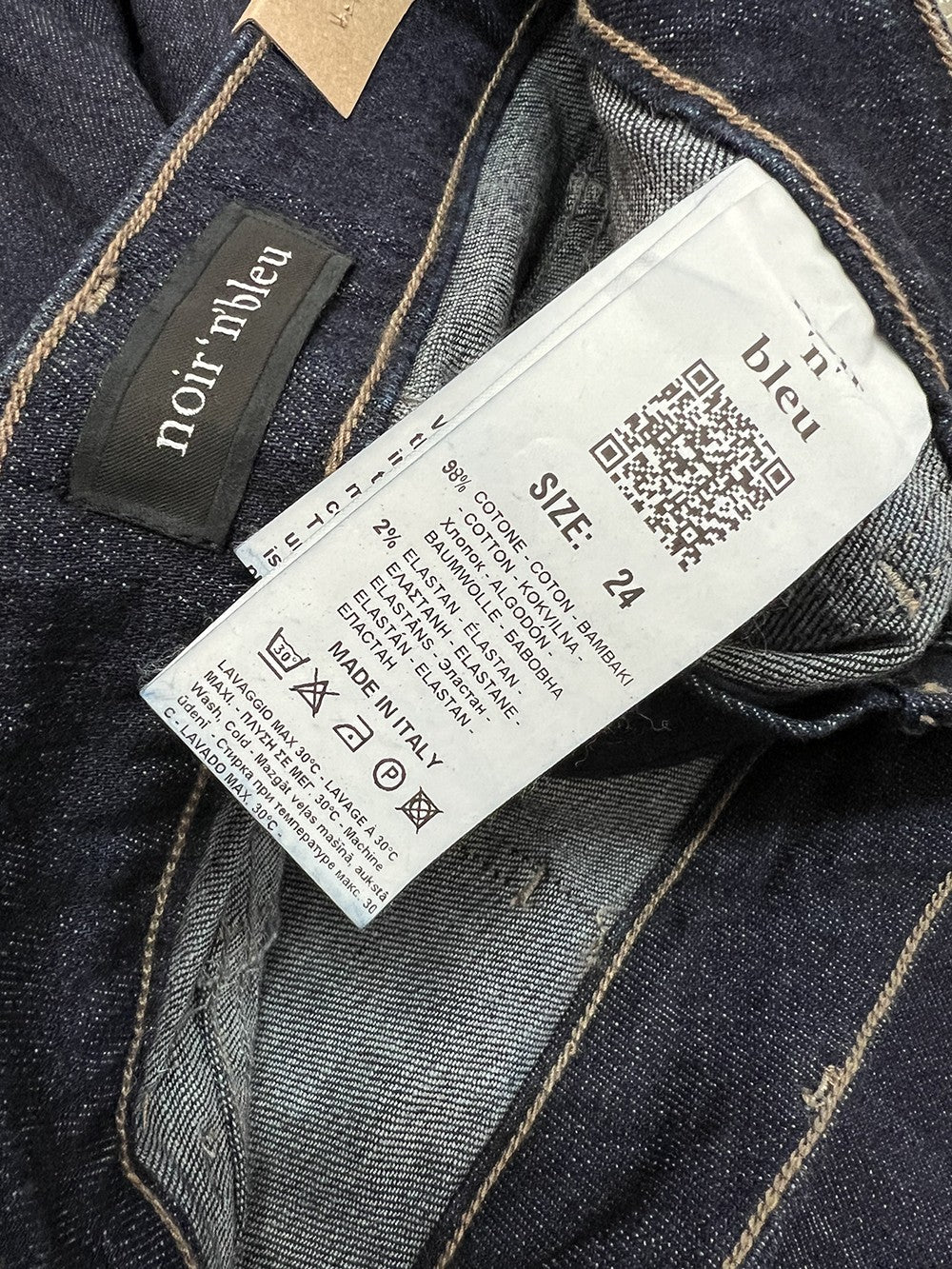 NOIR 'N' BLEU Jeans Donna Pantagonna Denim Scuro Vita Alta FABIEN 43 Made in Italy