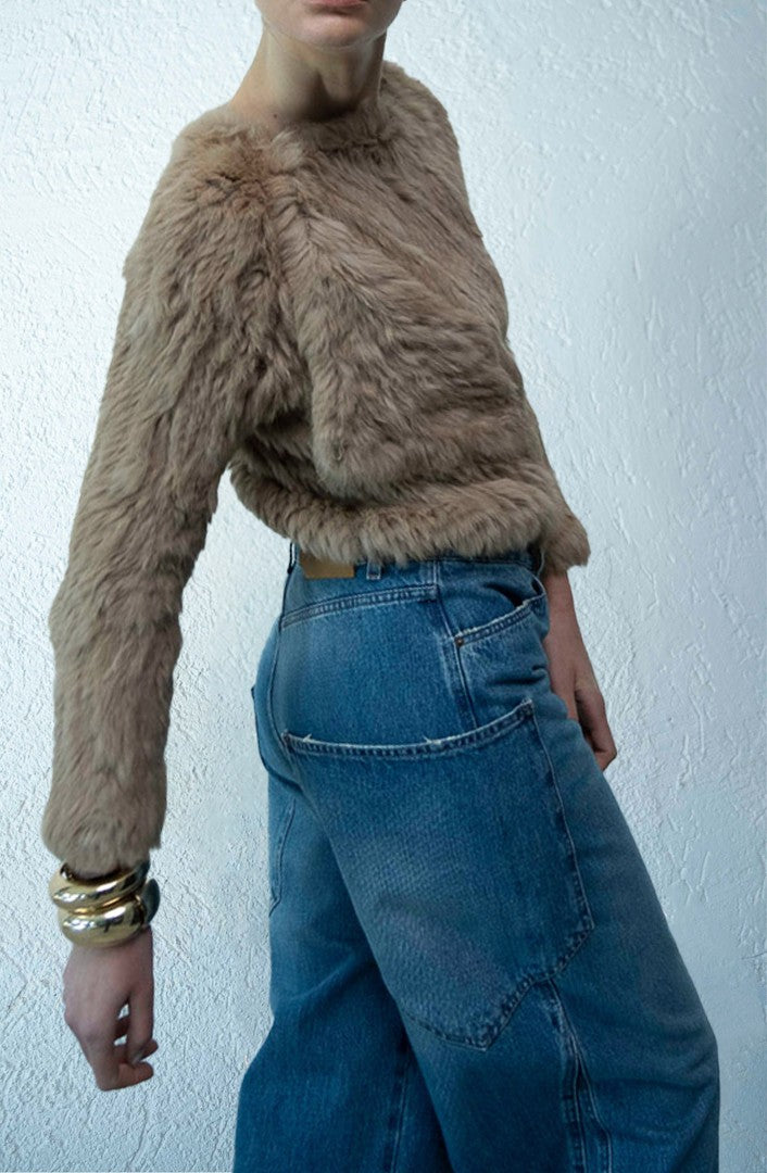 NOIR 'N' BLEU Jeans Donna Baggy Denim Stone Washed Vita Alta MIA L311 Made in Italy