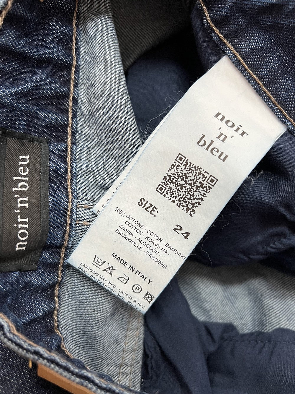 NOIR 'N' BLEU Jeans Donna Baggy Denim Stone Washed Vita Alta MIA L311 Made in Italy