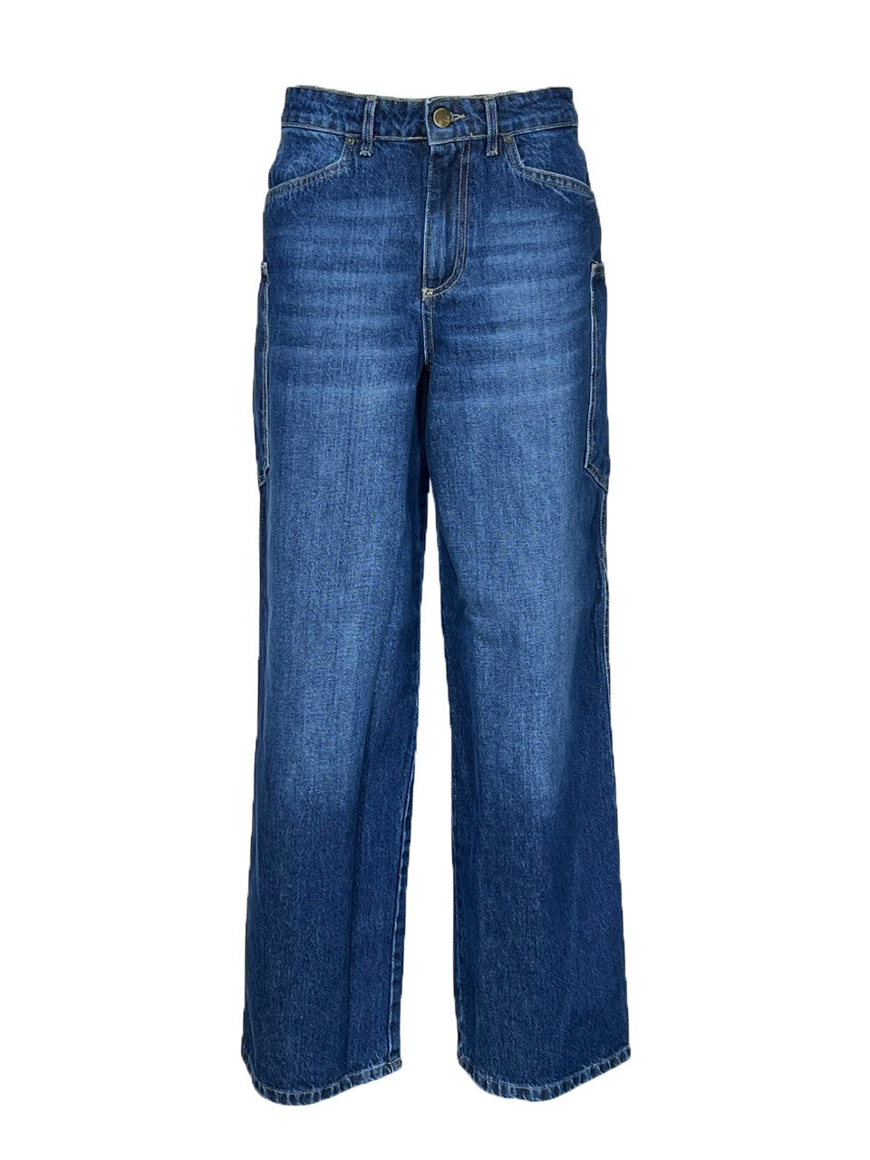 NOIR 'N' BLEU Jeans Donna Baggy Denim Stone Washed Vita Alta MIA L311 Made in Italy