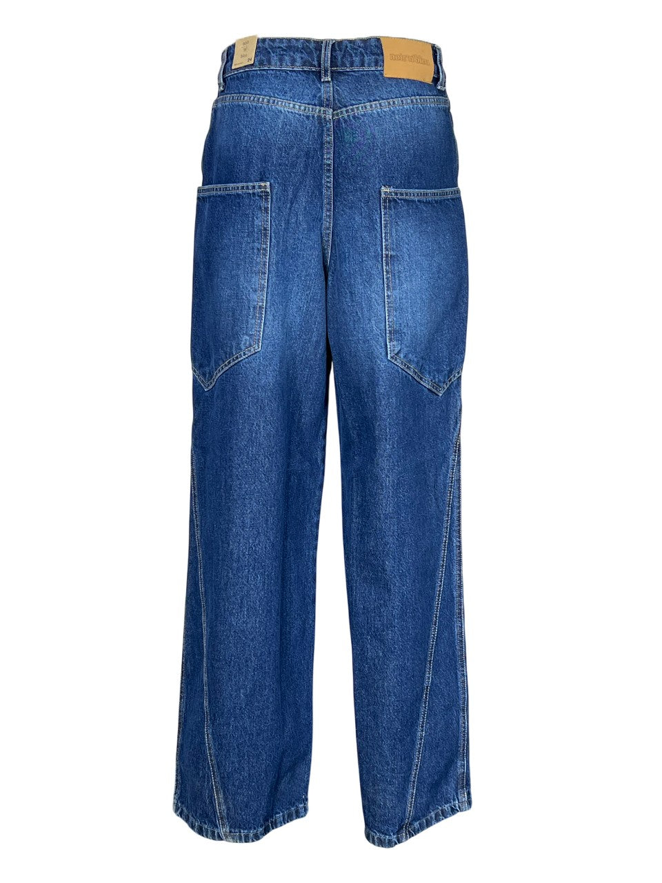 NOIR 'N' BLEU Jeans Donna Baggy Denim Stone Washed Vita Alta MIA L311 Made in Italy