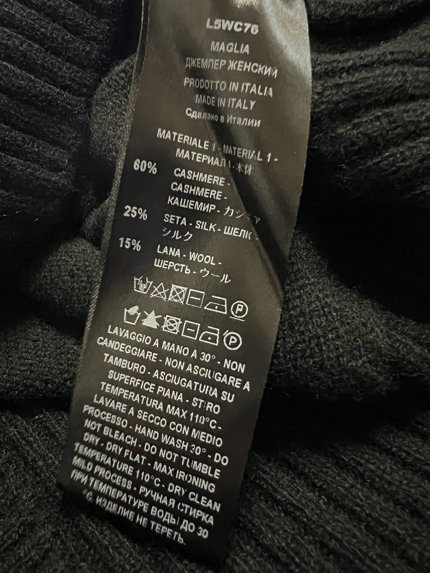 LIVIANA CONTI Maglia Donna Polo Nera Cashmere Seta Lana Manica Lunga LIEN L5WC76