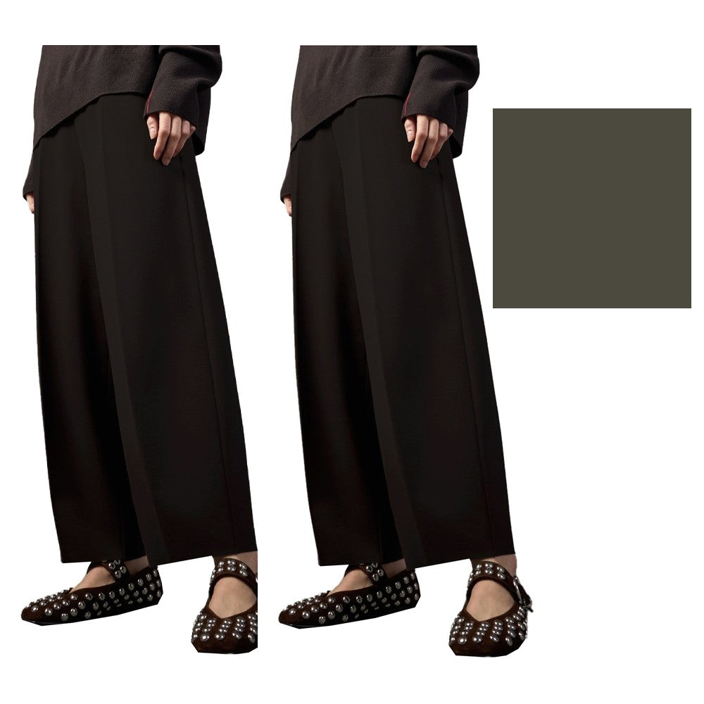 LIVIANA CONTI Pantalone Donna Punto Milano Cropped Gamba Ampia L5WI52 Made in Italy