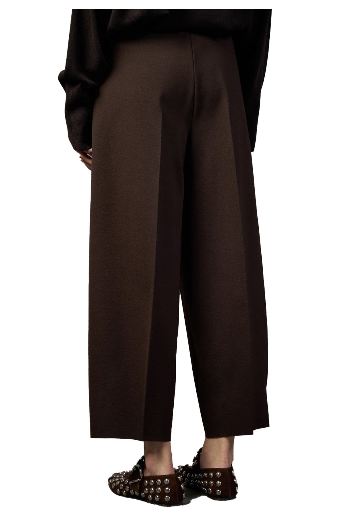 LIVIANA CONTI Pantalone Donna Punto Milano Cropped Gamba Ampia L5WI52 Made in Italy