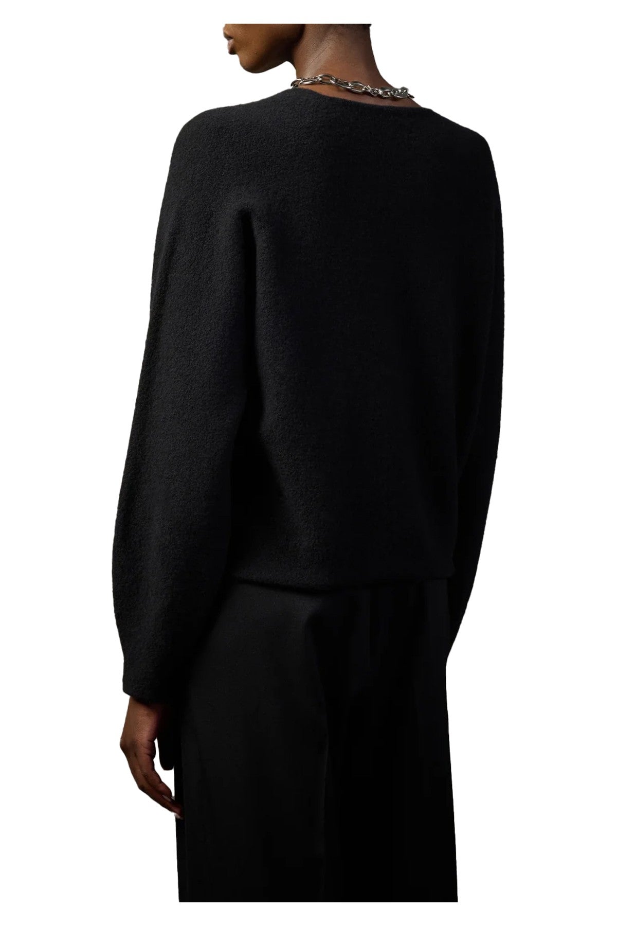 LIVIANA CONTI Cardigan Donna Nero Rose Tridimensionali Lana Cashmere GABRIELA