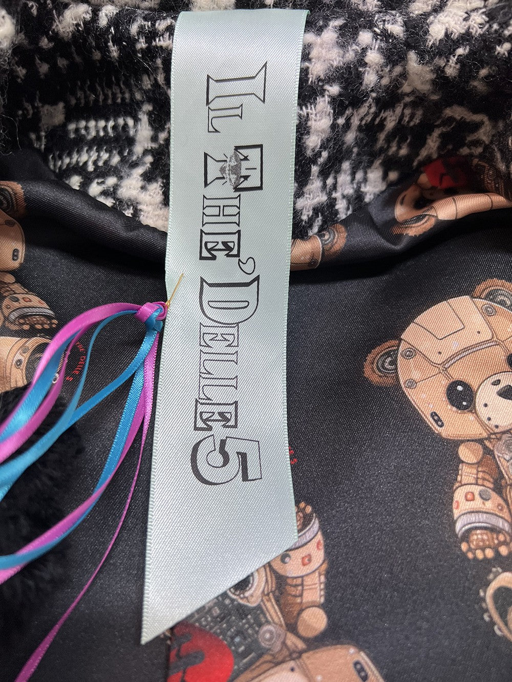 IL THE DELLE 5 Giaccone Donna Fantasia Bianco Nero Bottoni Gioiello ERIKA CYBER BEAR