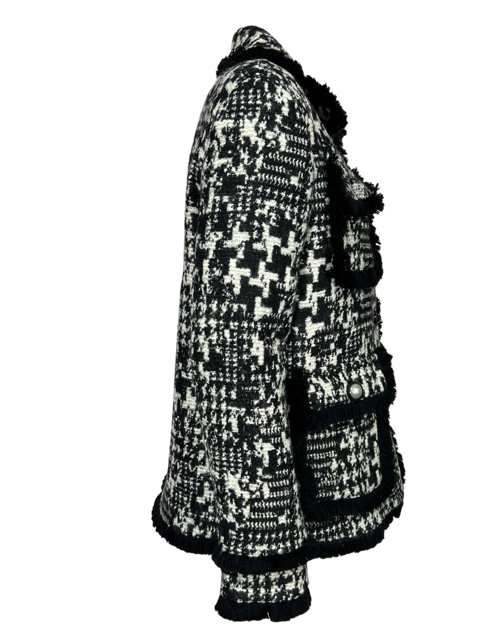 IL THE DELLE 5 Giaccone Donna Fantasia Bianco Nero Bottoni Gioiello ERIKA CYBER BEAR