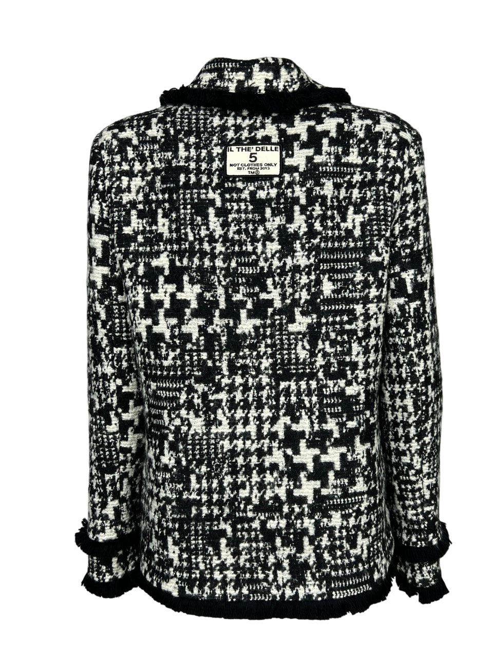 IL THE DELLE 5 Giaccone Donna Fantasia Bianco Nero Bottoni Gioiello ERIKA CYBER BEAR