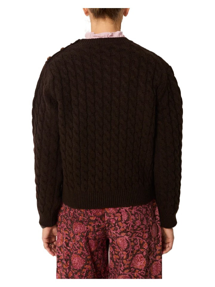 Maison Hotel FILIPPA MONTAGNA Maglia Donna Trecce Marrone Bottoni Spalla 60 cm