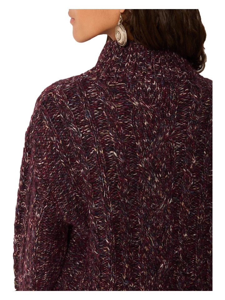 Maison Hotel BOBBY HELSINKI Maglia Donna Lupetto Bordeaux Mélange Blu/Avorio 60 cm