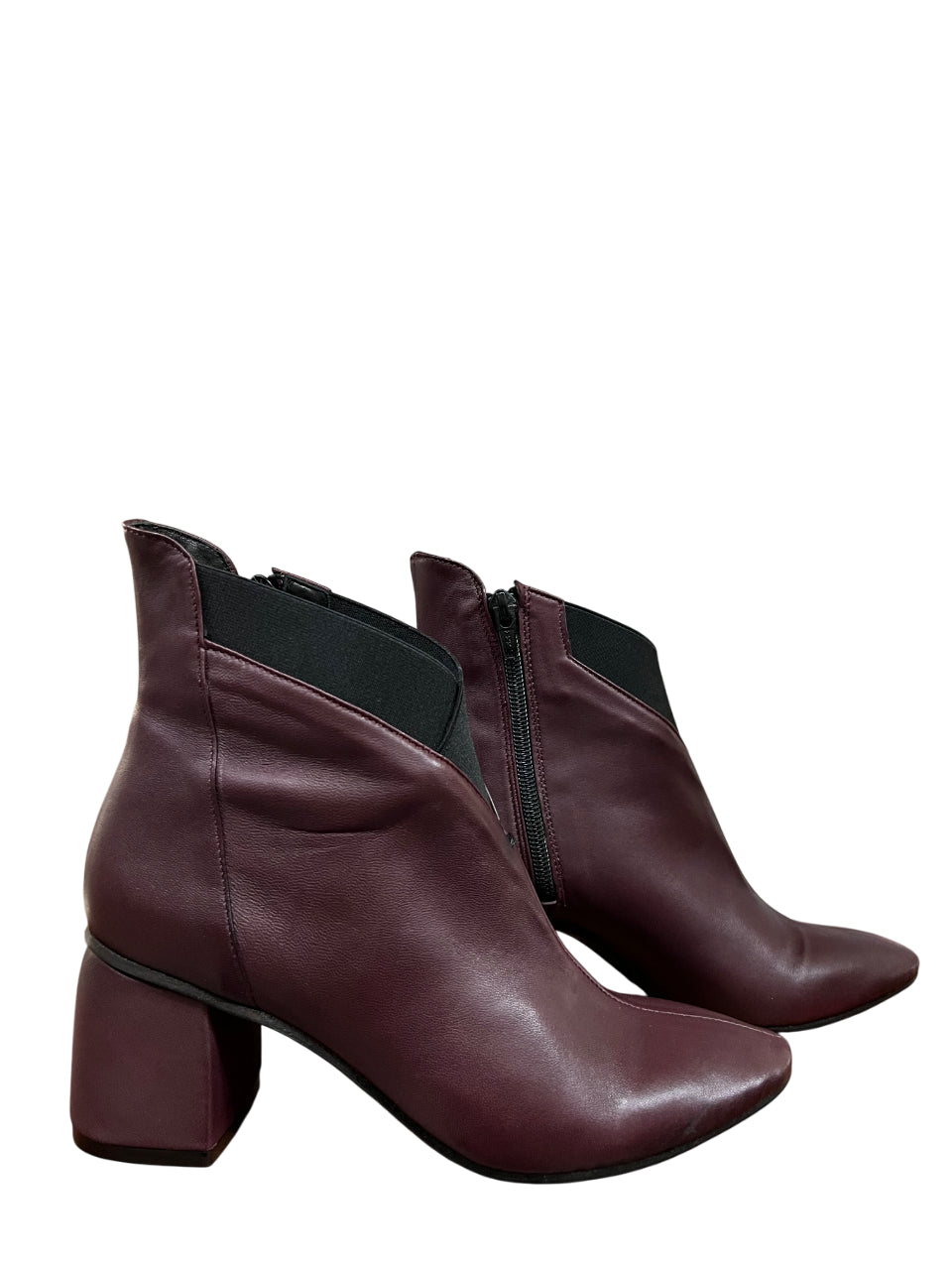 KUDETA’ 524301 Stivale Basso Donna Bordeaux, Zip Laterale, Tacco 7 cm – Pelle, Made in Italy