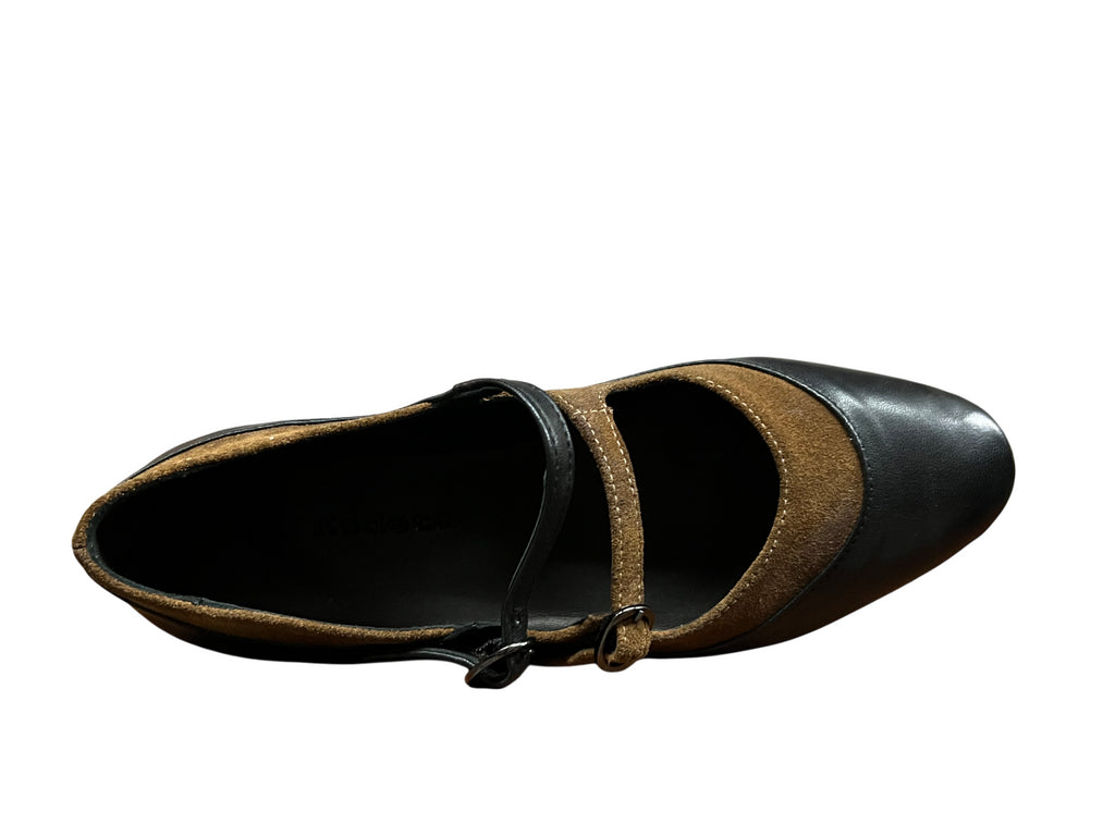 KUDETA' 524103 Scarpa Donna Nera in Pelle – Dettagli Camoscio Biscotto, Tacco 2 cm, Made in Italy