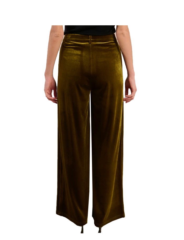 MOLLY BRACKEN T1698DH Pantaloni donna palazzo in velluto liscio colore olio