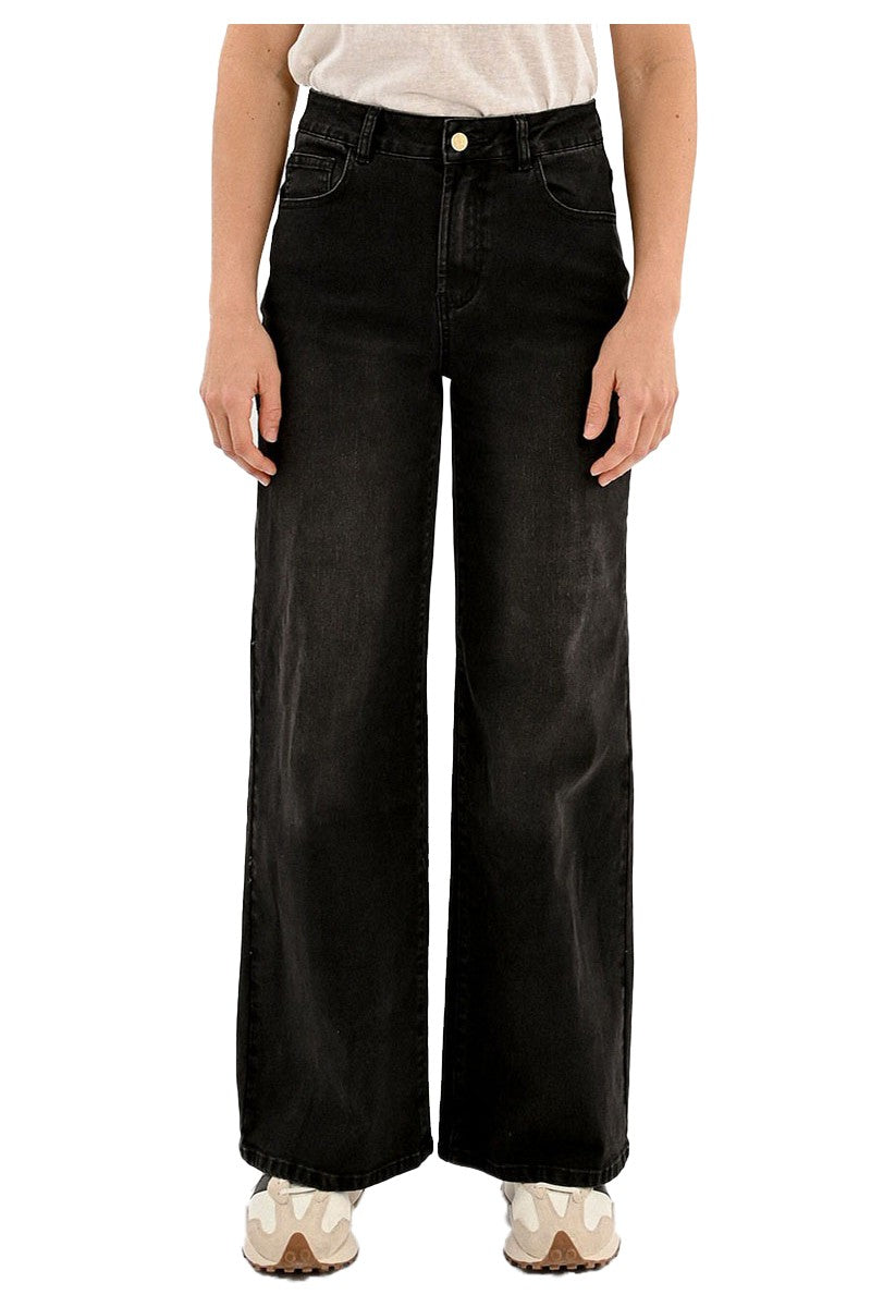 MOLLY BRACKEN ED64CN jeans donna wide leg vita alta, fondo 27 cm