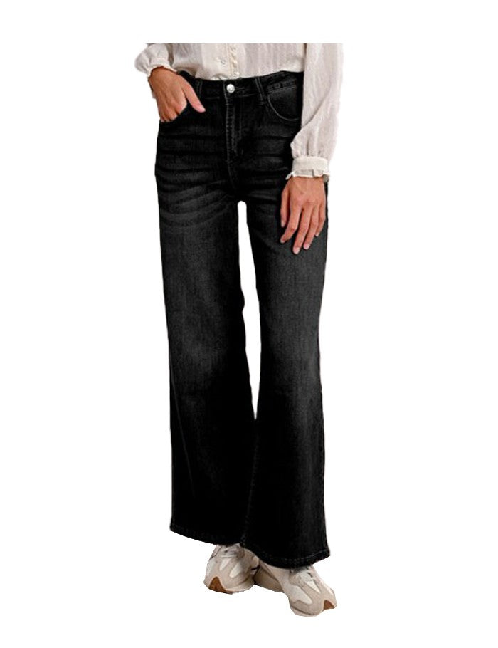 MOLLY BRACKEN ED64CN jeans donna wide leg vita alta, fondo 27 cm