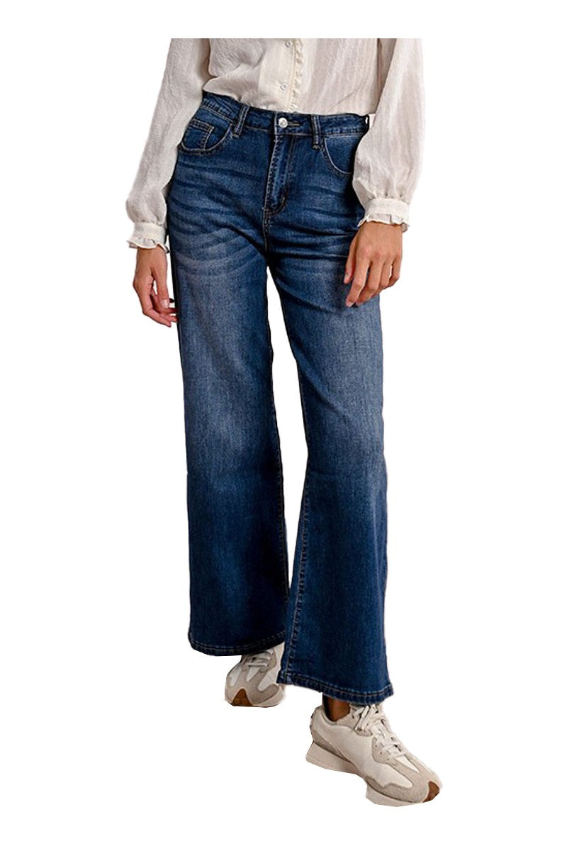 MOLLY BRACKEN ED64CN jeans donna wide leg vita alta, fondo 27 cm