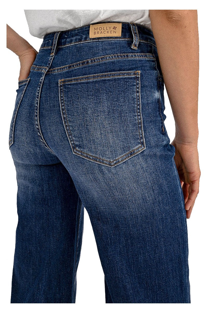 MOLLY BRACKEN ED64CN jeans donna wide leg vita alta, fondo 27 cm