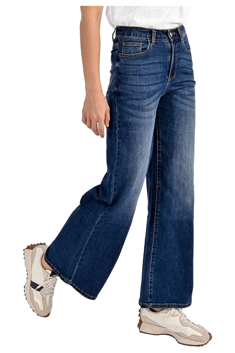 MOLLY BRACKEN ED64CN jeans donna wide leg vita alta, fondo 27 cm