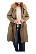 MOLLY BRACKEN OR169DH – Parka donna kaki impermeabile con collo eco-fur staccabile