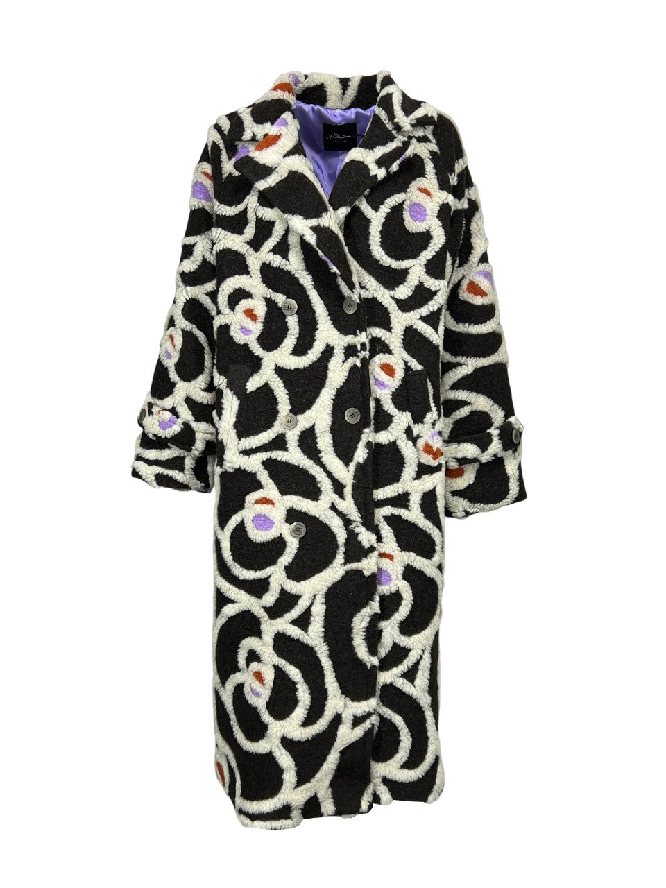 JUSTMINE cappotto donna doppiopetto lana marrone/ecru JABCS0025-F1436