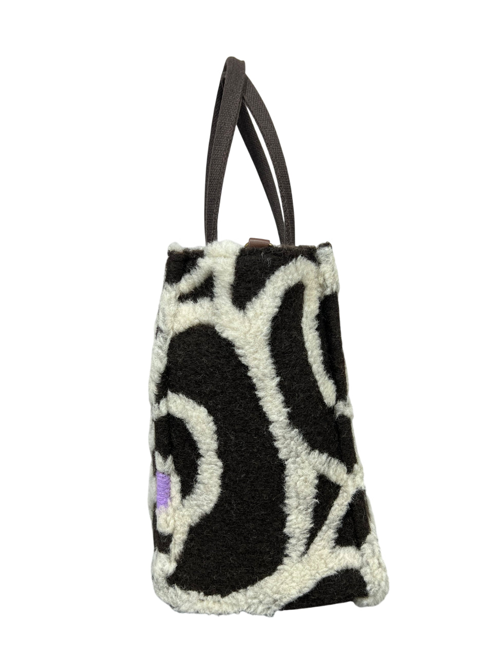 JUSTMINE JABCO0025-K131 – Borsa donna in lana fantasia marrone/ecru con zip e tracolla (Made in Italy)