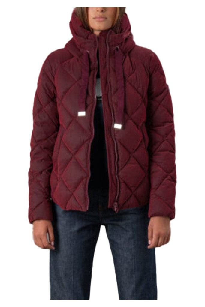 RIHUNIK RIW296J DIONNE ROLL UP – Giacca corta bordeaux opalino con cappuccio (65 cm)
