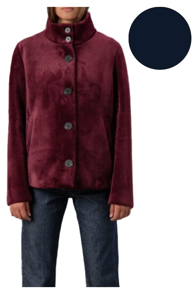 RIHUNIK giacca donna corta velluto liscio stretch con jersey blu RIW293J EVE