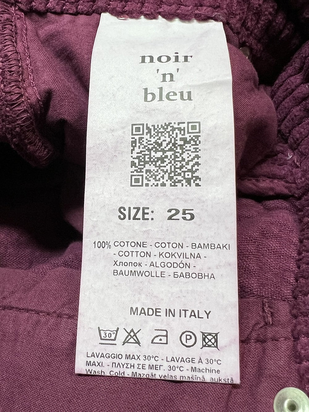 NOIR 'N' BLEU ARIANE-56 – Jeans donna in velluto roccia wide-leg vita alta (fondo 30 cm)