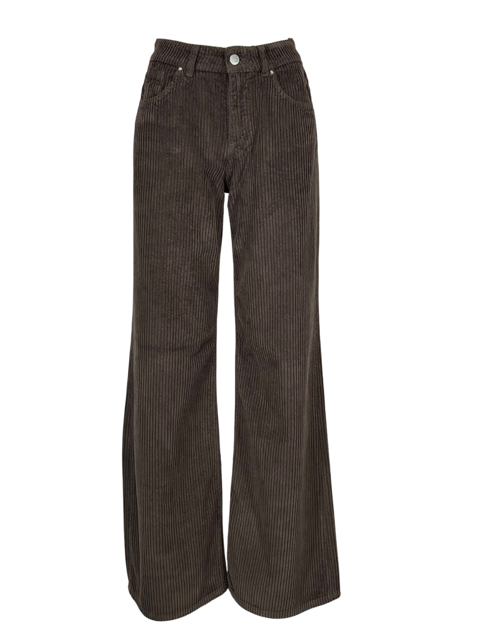 NOIR 'N' BLEU ARIANE-56 – Jeans donna in velluto roccia wide-leg vita alta (fondo 30 cm)