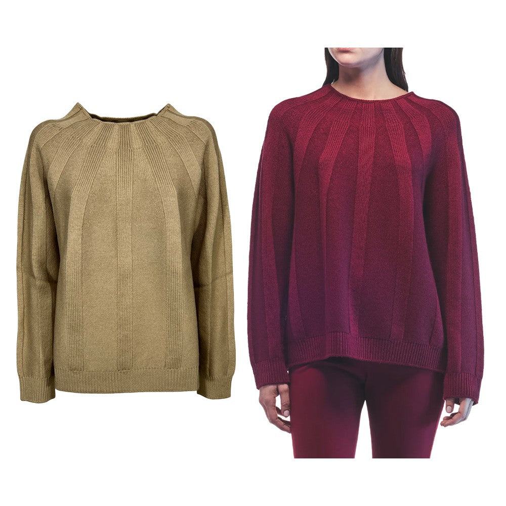 LIVIANA CONTI F5WD09 “DONNIE” – Maglia 100% lana a coste larghe (58 cm)