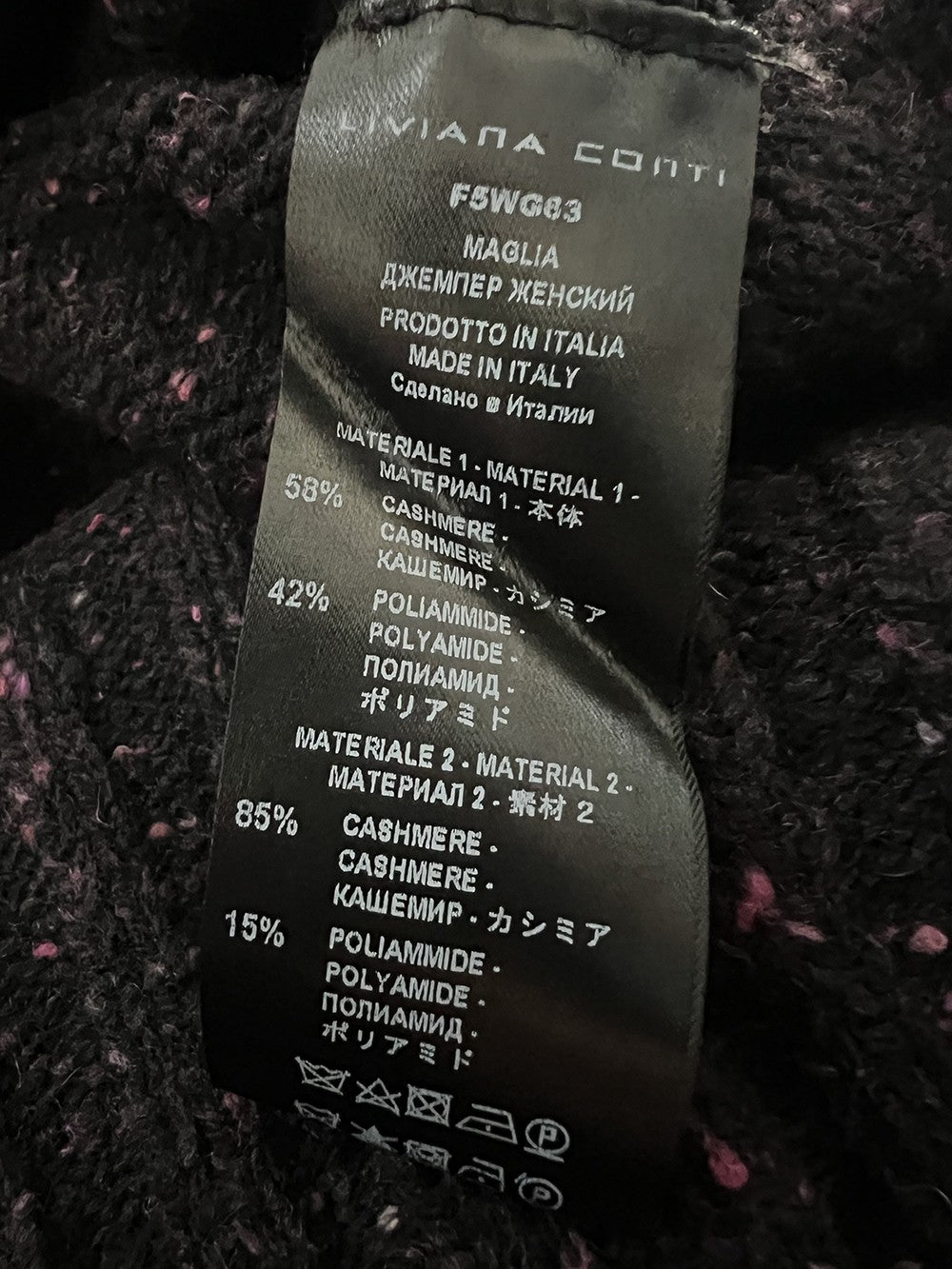 LIVIANA CONTI maglia donna girocollo crop nero melange bottonato rosa/fuxia F5WG63 GEMMA