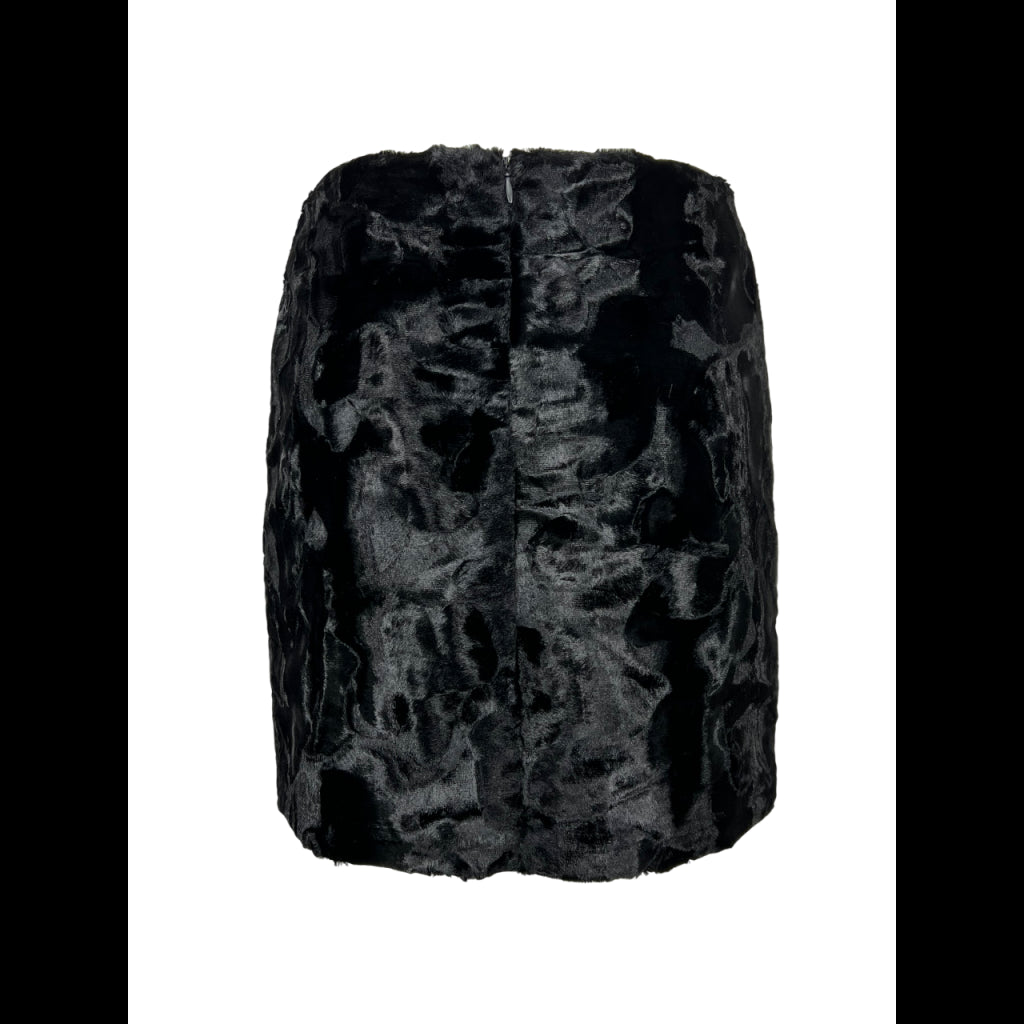 OTHERWISE by JUSTMINE OABGO0025-0512 – Minigonna eco astrakan nera con zip dietro (40 cm)