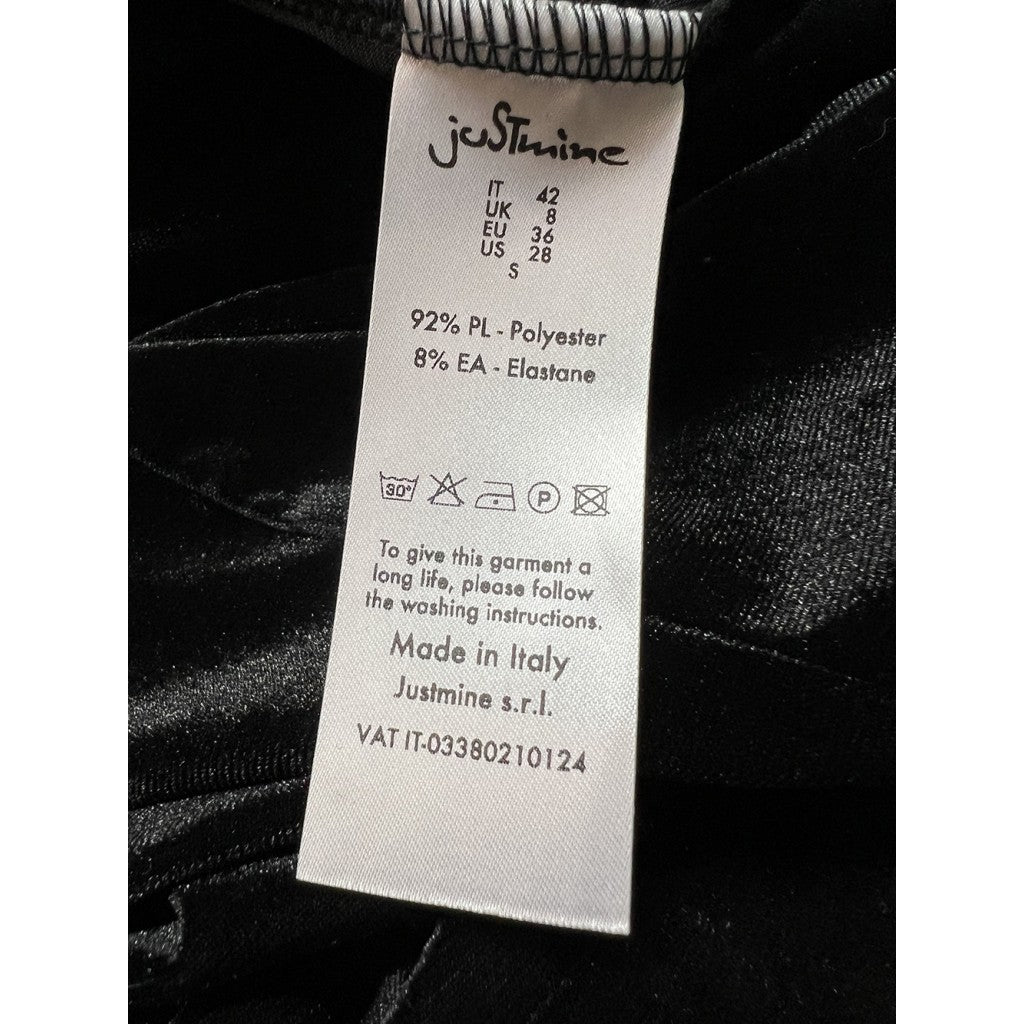 OTHERWISE by JUSTMINE JABAB0025-0507 – Abito lungo nero in jersey velluto con drappeggio e spacco (slim)